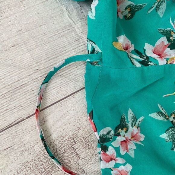 Eva Mendez women wrap maxi dress with side tie and floral print green - Picture 7 of 11